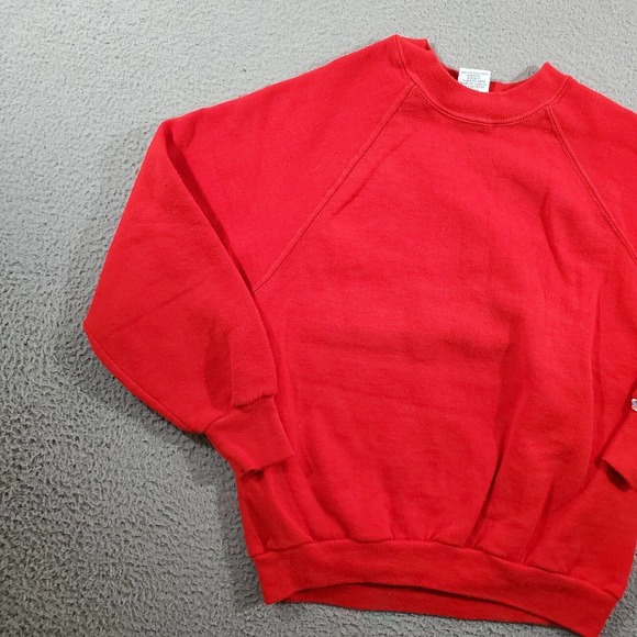 Vintage Dickies Sweatshirt Boys Small Red Solid Crew Neck Pullover Made USA - Picture 4 of 10